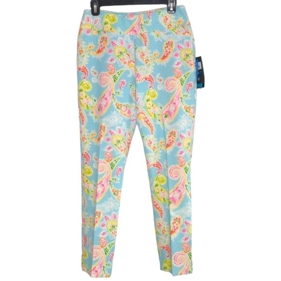 Ikbul UPF 50+ Sharon Seafoam Paisley Floral Golf Outdoors Ankle Pants NWT 4 - Picture 1 of 16